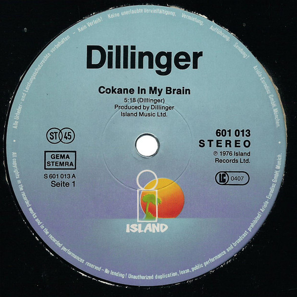 Dillinger - Cokane In My Brain (12" Maxi 45RPM Used)