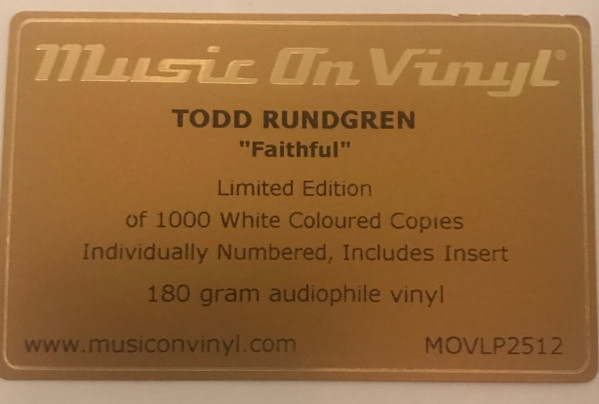 Todd Rundgren - Faithfull (Album, Lp 1, Limited Edition, Numbered, Reissue, White Vinyl New)