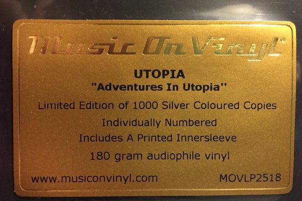 Utopia - Adventures In Utopia (Album,1 Lp, Limited Edition, Numbered, Silver Vinyl New)